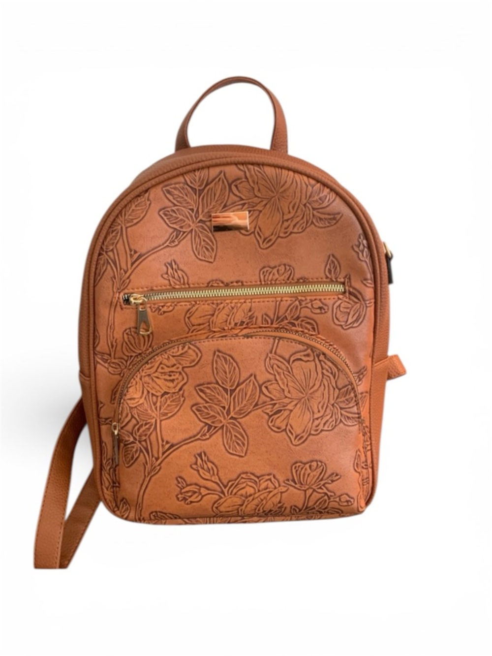 Embossed Floral Mini Backpack - Tan